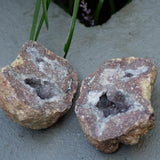 Amethyst Chalcedony Moroccan Crystal Geode Pair