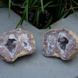 Amethyst Chalcedony Moroccan Crystal Geode Pair