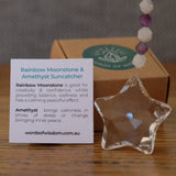 Amethyst & Rainbow Moonstone Crystal Star Suncatcher