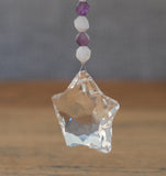 Amethyst & Rainbow Moonstone Crystal Star Suncatcher