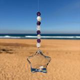 Amethyst & Rainbow Moonstone Crystal Star Suncatcher