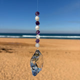 Amethyst & Rainbow Moonstone Crystal Star Suncatcher