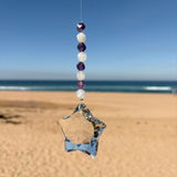 Amethyst & Rainbow Moonstone Crystal Star Suncatcher
