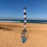 Amethyst & Rainbow Moonstone Crystal Star Suncatcher