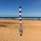 Amethyst & Rainbow Moonstone Crystal Star Suncatcher