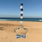 Amethyst & Rainbow Moonstone Crystal Star Suncatcher