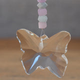Aquamarine & Kunzite Butterfly Crystal Suncatcher