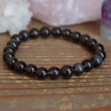 Black Obsidian Crystal Round Bead Bracelet