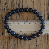 Black Obsidian Crystal Round Bead Bracelet