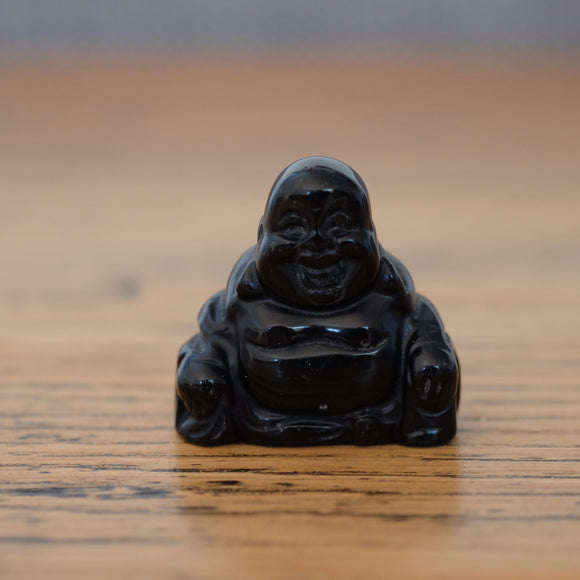 Black Obsidian Crystal Laughing Buddha
