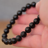 Black Tourmaline Crystal Round Bead Bracelet