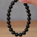 Black Tourmaline Crystal Round Bead Bracelet