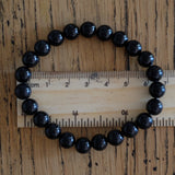 Black Tourmaline Crystal Round Bead Bracelet