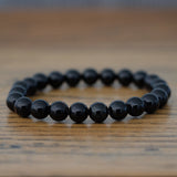 Black Tourmaline Crystal Round Bead Bracelet