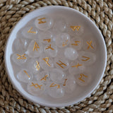 Clear Quartz Crystal Rune Set