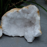 Clear Quartz Crystal Geode Pair