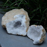 Clear Quartz Crystal Geode Pair