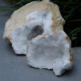 Clear Quartz Crystal Geode Pair