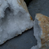 Clear Quartz Crystal Geode Pair