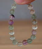 Fluorite Crystal Round Bead Bracelet