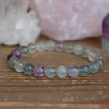 Fluorite Crystal Round Bead Bracelet