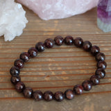 Garnet Crystal Round Bead Bracelet