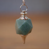 Green Aventurine Polyhedron Crystal Pendulum