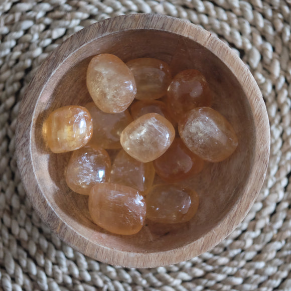 Honey Calcite Crystal Tumbled Stone