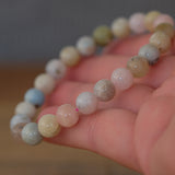 Morganite Crystal Round Bead Bracelet