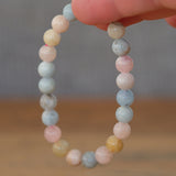 Morganite Crystal Round Bead Bracelet