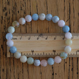 Morganite Crystal Round Bead Bracelet