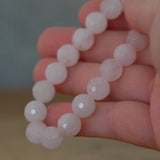 Rose Quartz Faceted Round Bead Crystal Bracelet