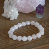 Rose Quartz Faceted Round Bead Crystal Bracelet