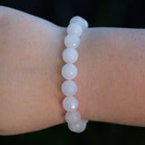 Rose Quartz Faceted Round Bead Crystal Bracelet
