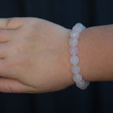Rose Quartz Faceted Round Bead Crystal Bracelet