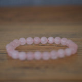 Rose Quartz Round Bead Crystal Bracelet
