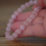 Rose Quartz Round Bead Crystal Bracelet