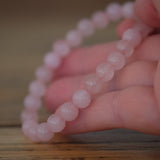 Rose Quartz Round Bead Crystal Bracelet