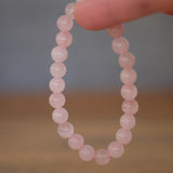 Rose Quartz Round Bead Crystal Bracelet