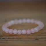 Rose Quartz Round Bead Crystal Bracelet