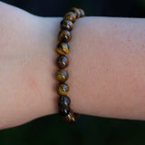 Tigers Eye Round Crystal Bead Bracelet