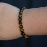 Tigers Eye Round Crystal Bead Bracelet