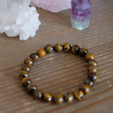 Tigers Eye Round Crystal Bead Bracelet