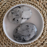 Tourmalinated Quartz Crystal Palm Stone