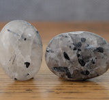 Tourmalinated Quartz Crystal Palm Stone