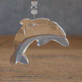 White Jade & Larimar Crystal Dolphin Suncatcher