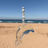 White Jade & Larimar Crystal Dolphin Suncatcher