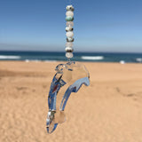 White Jade & Larimar Crystal Dolphin Suncatcher