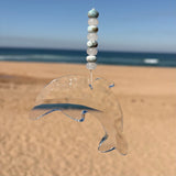 White Jade & Larimar Crystal Dolphin Suncatcher