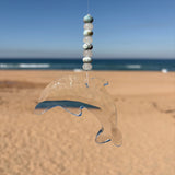 White Jade & Larimar Crystal Dolphin Suncatcher